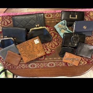 2 Sets of 7 Vintage Leather Wallets & Coin Purses. Set of Seven Sold Separately
